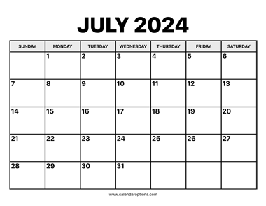 July Calendar 2024