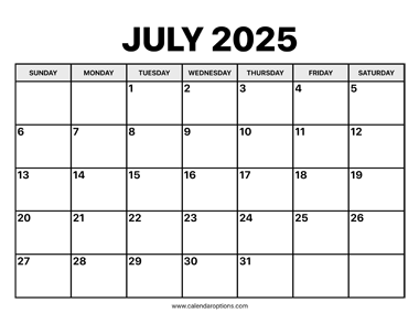 July Calendar 2025