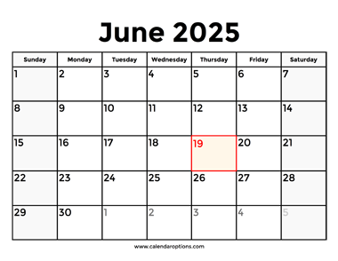 June 2025 Calendar With Holidays