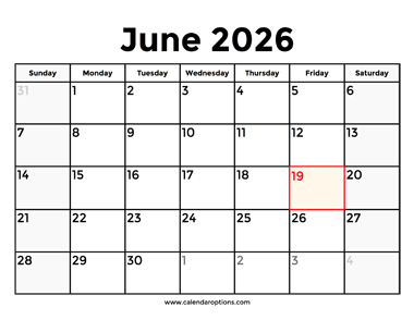 June 2026 Calendar With Holidays