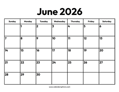 June 2026 Calendar