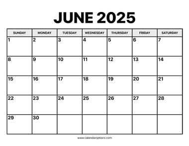 June Calendar 2025