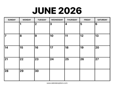 June Calendar 2026