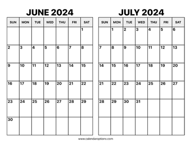June and July 2024 Calendar