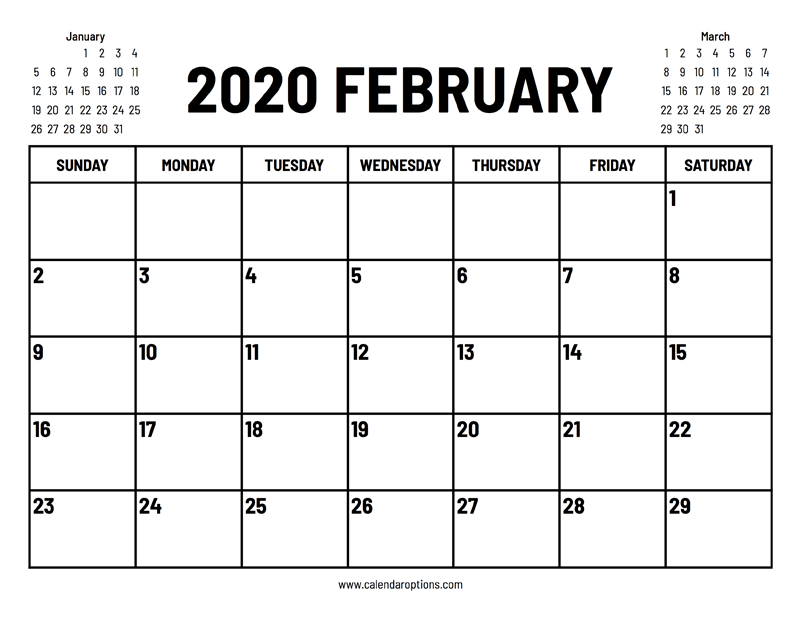 2020 February Calendar Calendar Options 2020 February Calendar Calendar Options