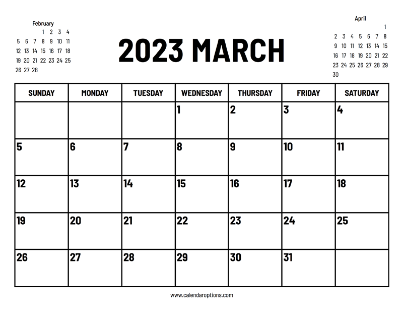 2023 March Calendar – Calendar Options