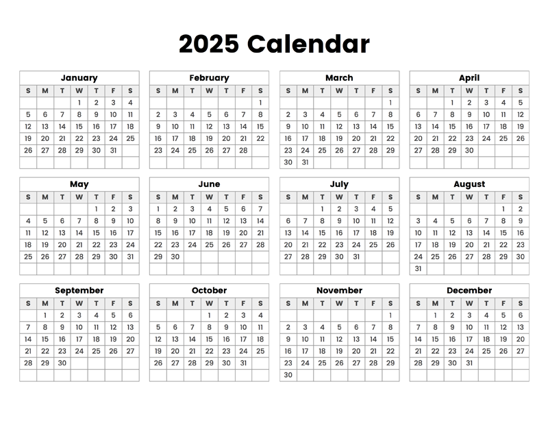 2025 Calendar – Calendar Options