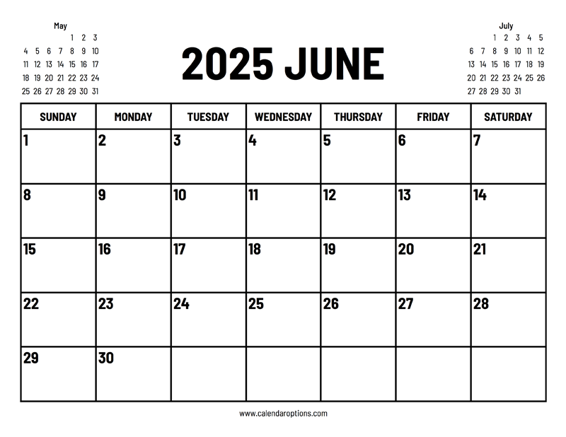 2025 June Calendar – Calendar Options