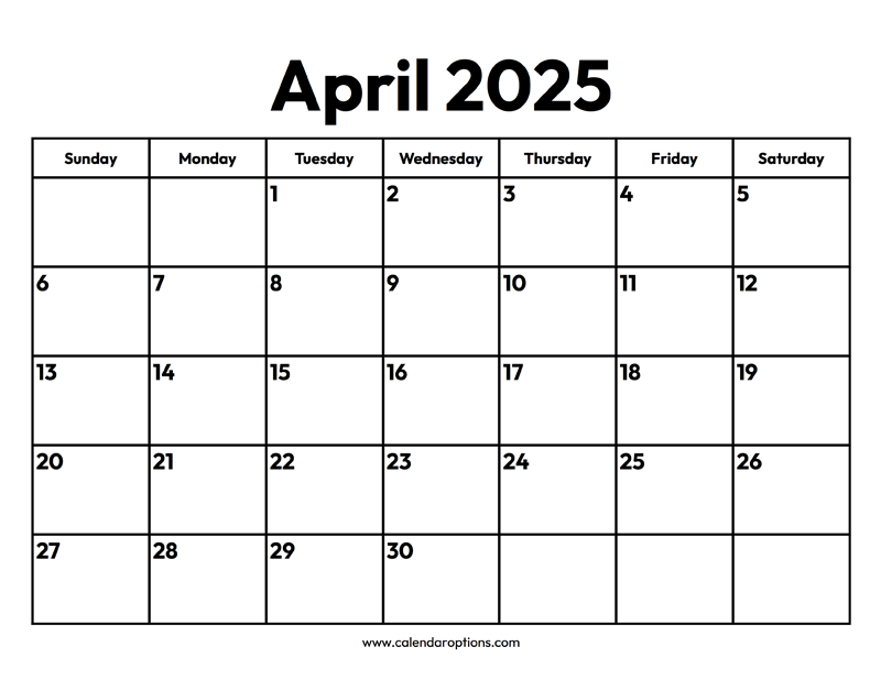 April 2025 Calendars – Calendar Options