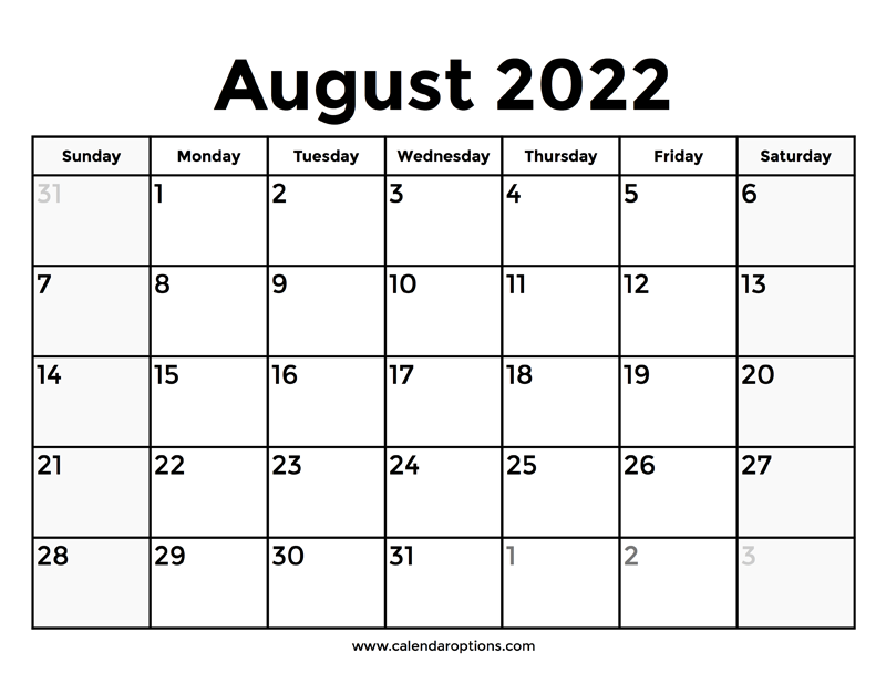 August 2021 Printable Calendar With Holidays Word Pdf August 2021 