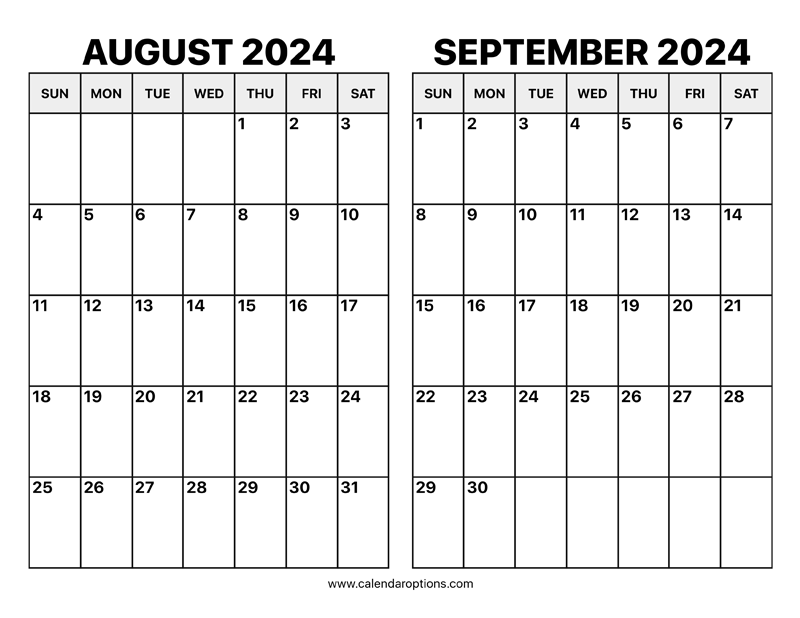 August 2024 And September 2024 Calendar Ambur Helaine