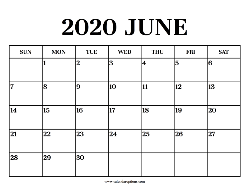 Calendar 2020 June Calendar Options