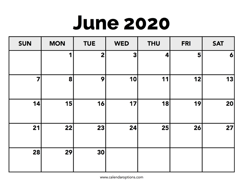 Calendar June 2020 Calendar Options