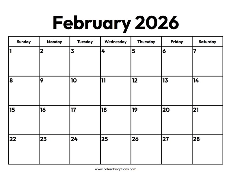 February 2026 calendar