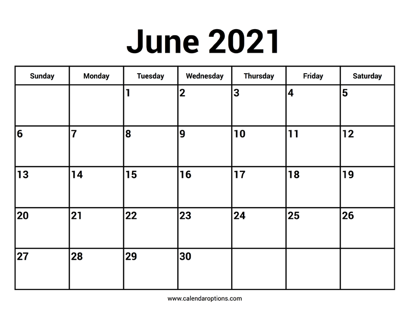 June 2021 Calendars – Calendar Options