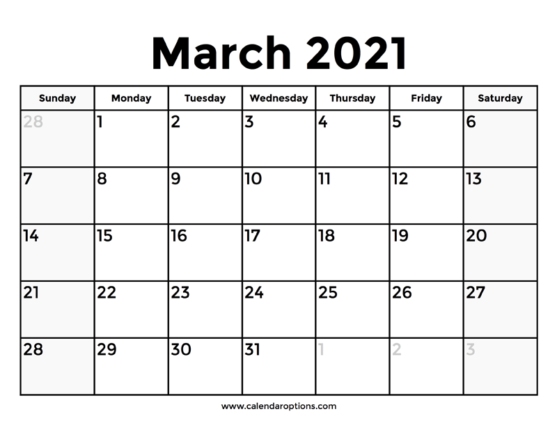 March 2021 Calendar With Holidays Calendar Options