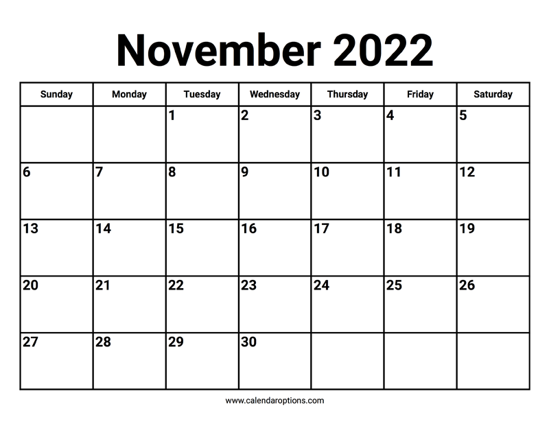 November 2022 Calendars Calendar Options