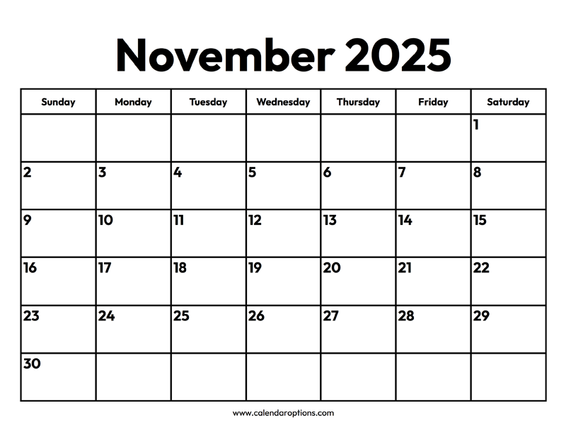 November 2025 Calendars – Calendar Options