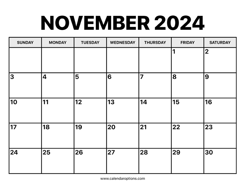 November Calendar 2024 Calendar Options
