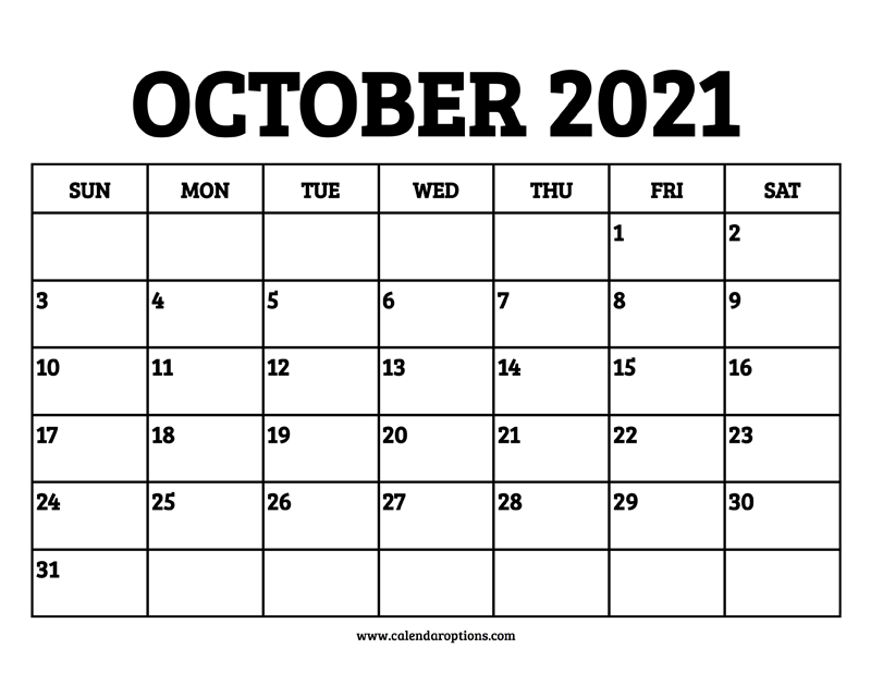 October 2021 Calendar Printable – Calendar Options October 2021 Calendar Printable – Calendar Options