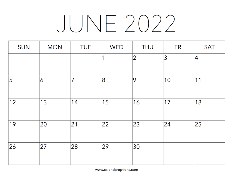 Printable June 2022 Calendar – Calendar Options