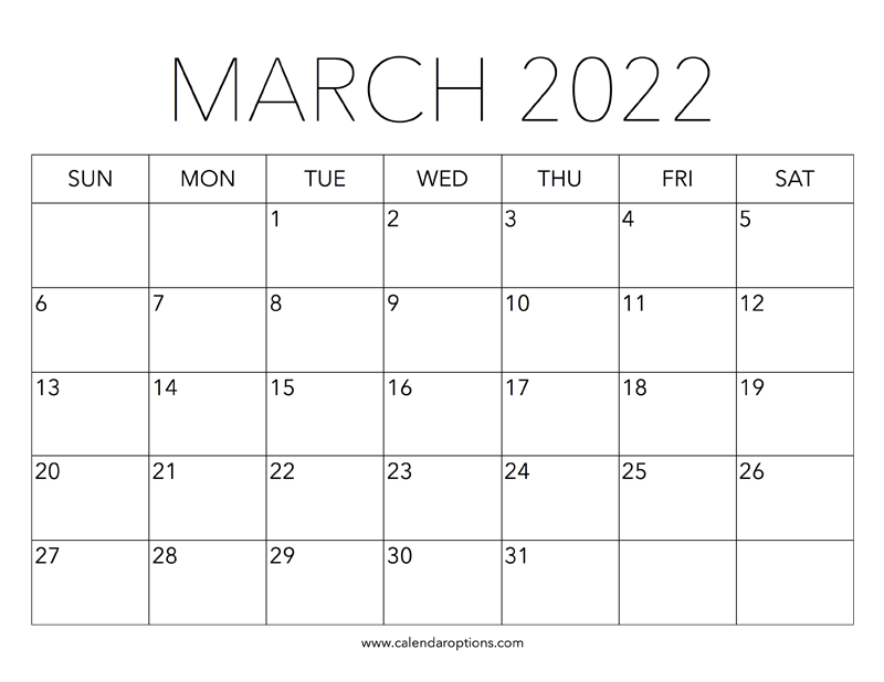 March 2022 Calendar Free Printable Calendar Com March 2022 Calendars 