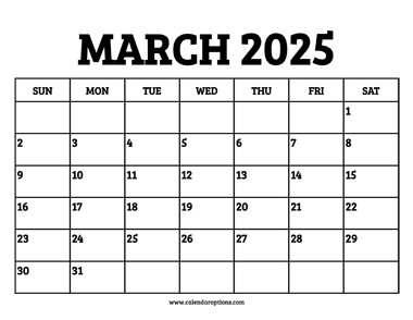 March 2025 Calendar Printable