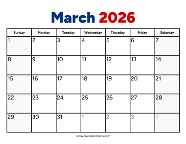 March 2026 Calendar PDF