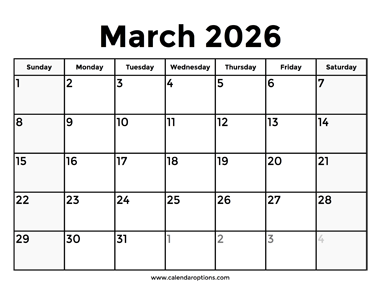 March 2026 Calendar With Holidays