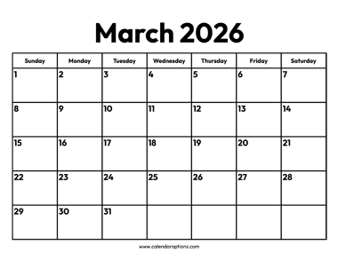 March 2026 Calendar