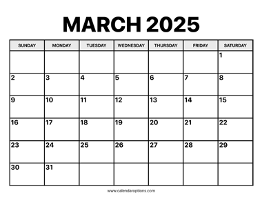 March Calendar 2025