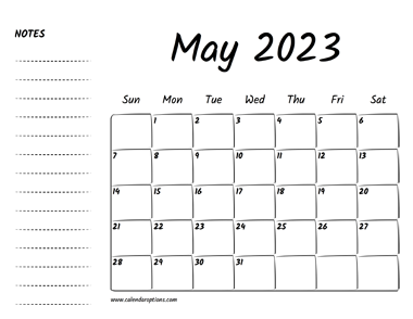 May 2023 Printable Calendar