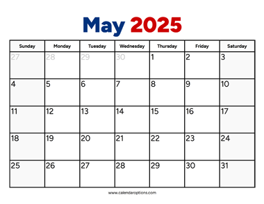 May 2025 Calendar PDF