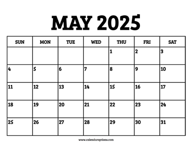 May 2025 Calendar Printable