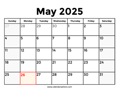May 2025 Calendar With Holidays