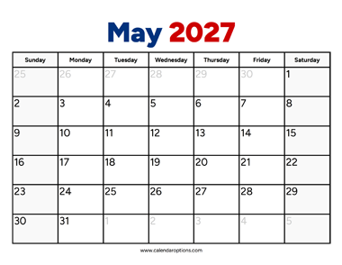 May 2027 Calendar PDF