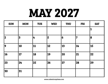 May 2027 Calendar Printable