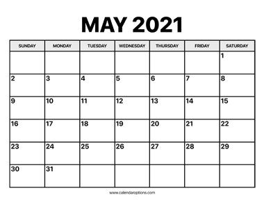 May Calendar 2021
