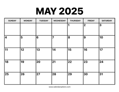 May Calendar 2025
