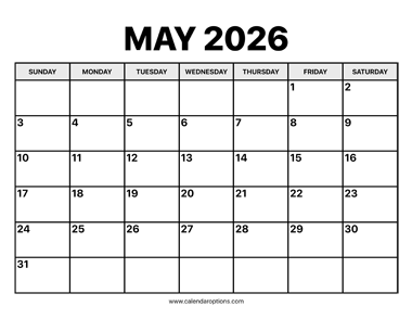 May Calendar 2026