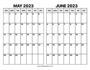 May and June 2023 Calendar