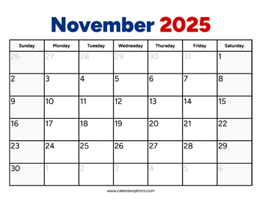 November 2025 Calendar PDF