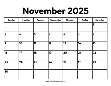 November 2025 Calendar