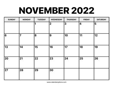November Calendar 2022
