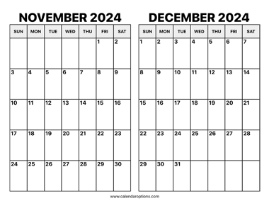 November and December 2024 Calendar