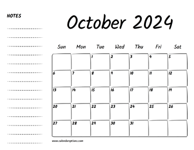 October 2024 Printable Calendar
