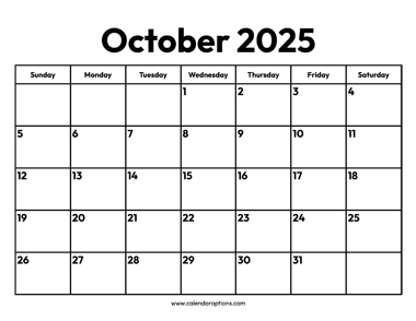 October 2025 Calendar