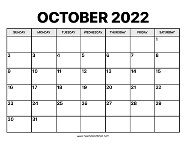 October Calendar 2022