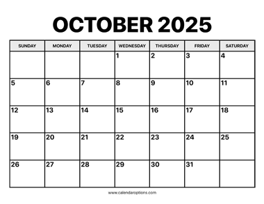 October Calendar 2025