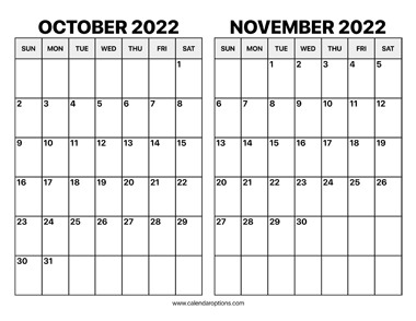 October and November 2022 Calendar